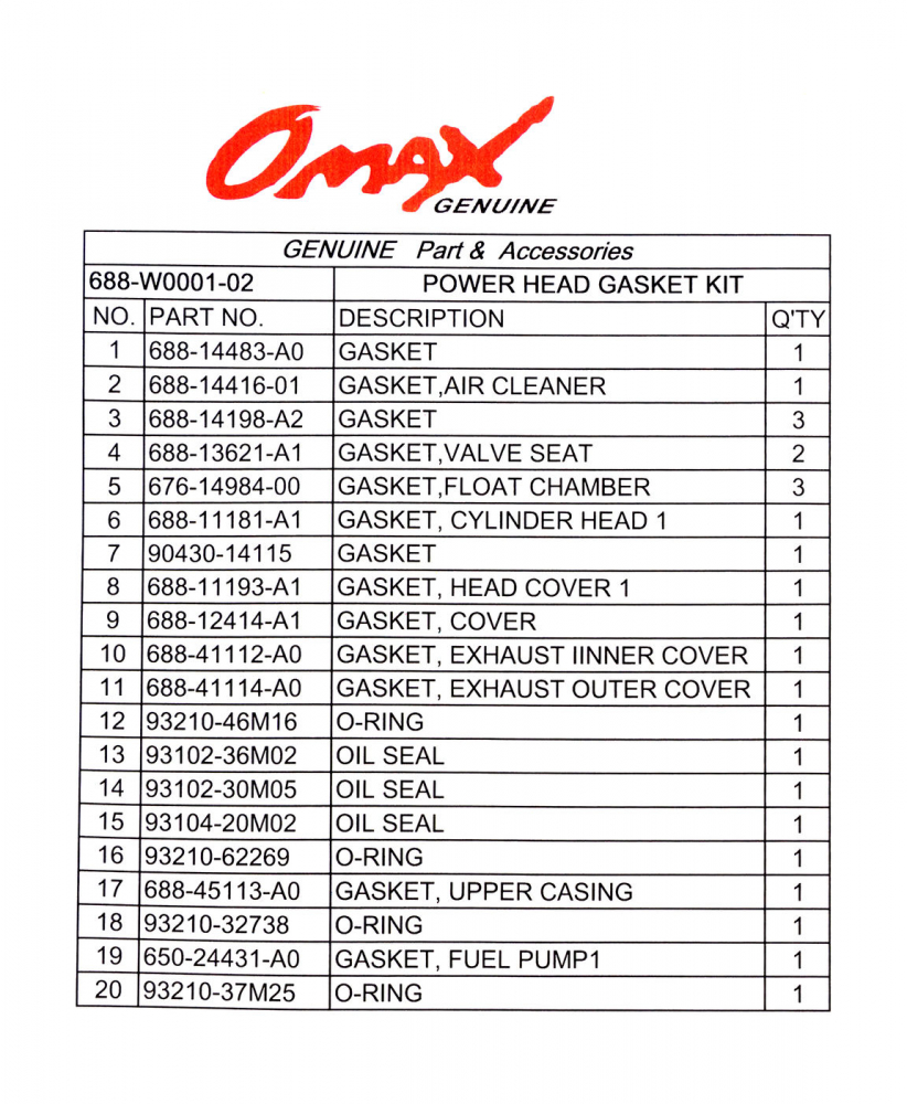 Купить ремкомплект прокладок блока yamaha 75a/85a, omax по цене 3 641 р. Низкие цены. Большой выбор. Доставка по всей России. Интернет-магазин в Москве. Только положительные отзывы!