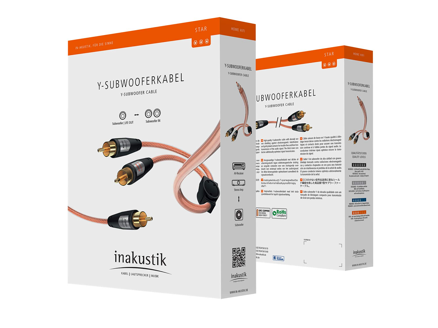 Кабель сабвуферный INAKUSTIK Star Audio Cable, Y-Sub, RCA <> 2RCA, 3 m, 0030823