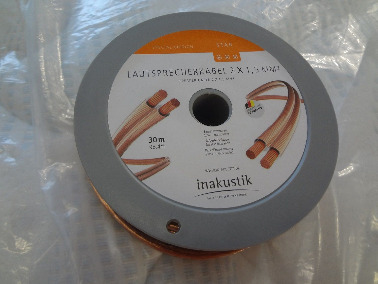 Кабель акустический INAKUSTIK Star LS Special Edition, 2 x 1.5 mm2, 30 m, 01002430