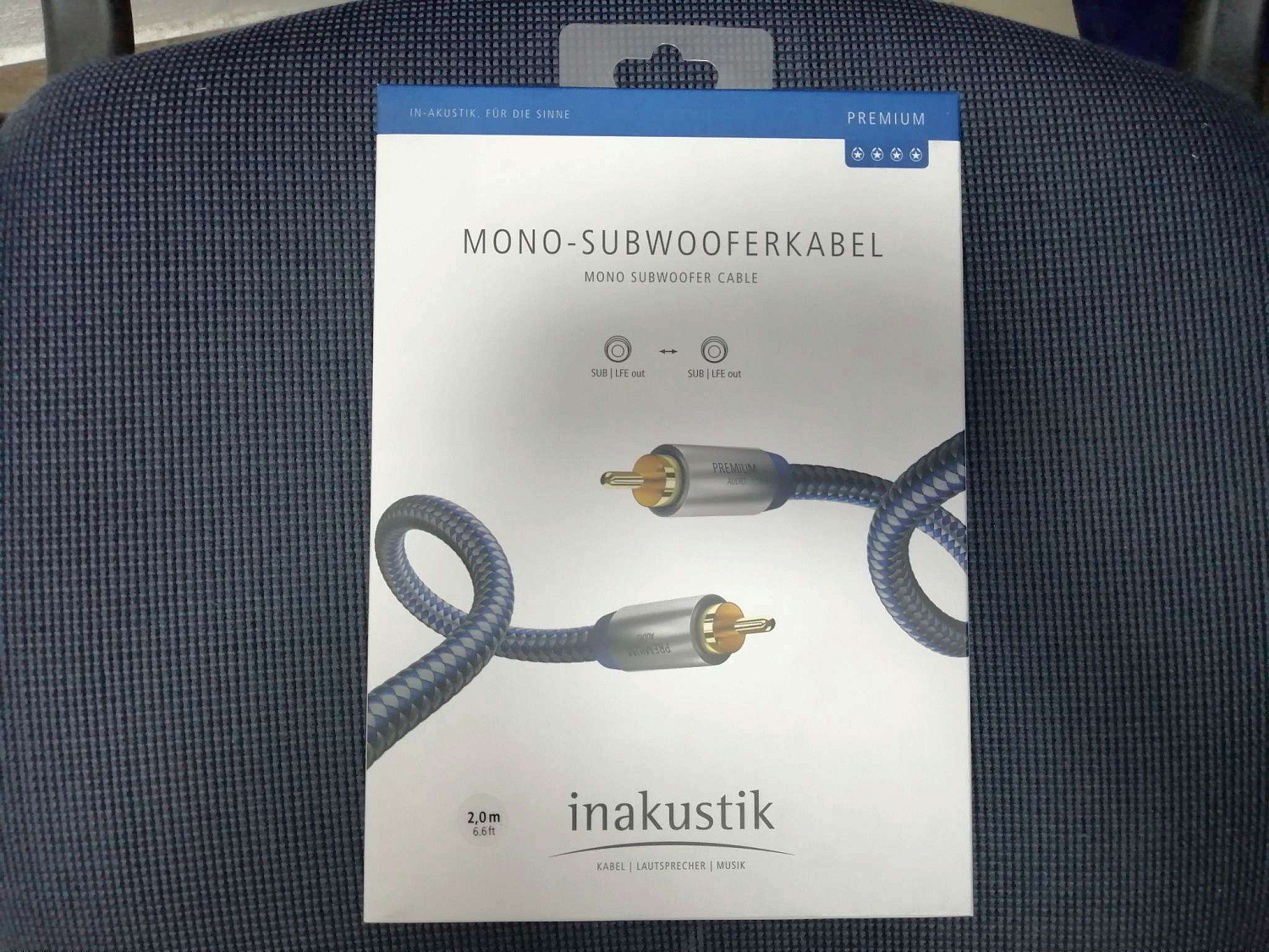 Кабель сабвуферный INAKUSTIK Premium Mono Sub Cable, 5.0 m, 00408051